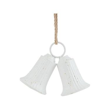 Imagem de Baoblaze Enfeite de sino de Natal, decoração de Natal suspensa, leve, enfeite de árvore de Natal para o festival de ação de Graças em hotéis e fazendas, Branco