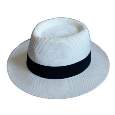 Imagem de Chapéu masculino de verão em forma macia, aba larga, praia, proteção UV, chapéu de jazz feminino, bege, preto, cabeça grande, 58-61 cm