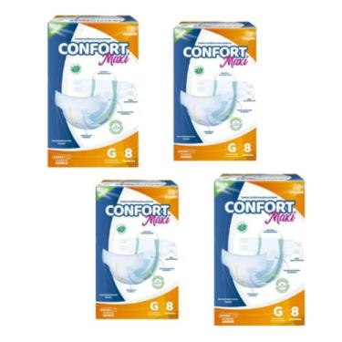 Imagem de Kit 4 pct Fralda Adulto Confort Maxi G C7 Incontinência Severa Geriátr
