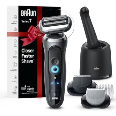 Imagem de Braun Barbeador elétrico para homens, série 7 7177cc, barbear úmido e seco, modos de barbear turbo e suave, barbeador de folha impermeável, cinza espacial