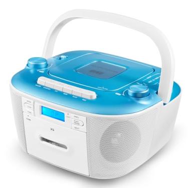 Imagem de Gelielim Combo de leitor de cassete de CD, rádio portátil AM/FM para casa, som estéreo, gravação de fita, unidade AUX/TF/USB, alimentação AC/DC, conector de fone de ouvido, interno e externo, crianças