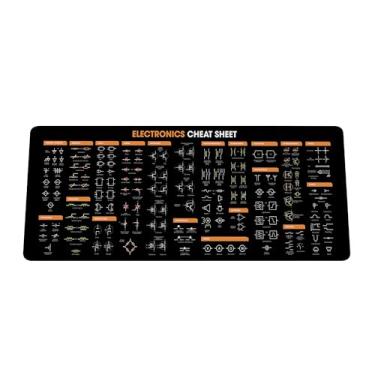 Imagem de Mouse pad para fichas eletrônicas – Tapete de mouse de referência rápida com símbolos de circuito, tapete de mesa grande para estudantes e engenheiros, acessórios essenciais de computador para estudo