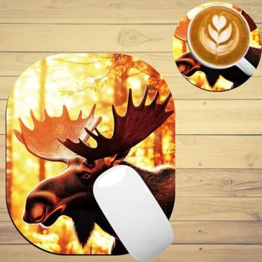 Imagem de TOEMZTFT Mouse pad pequeno, mini mouse pad 15,2 x 17,8 cm, bandeja de teclado para laptop, mouse sem fio, casa, escritório, com base de borracha antiderrapante, tapete de mouse à prova d'água, veado