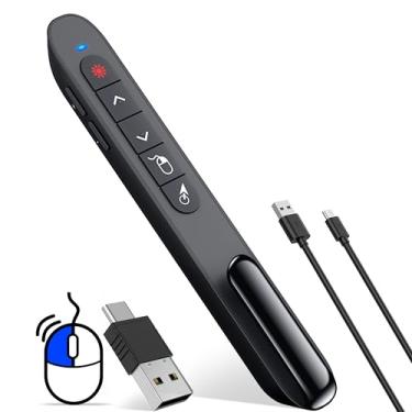 Imagem de Clicker Air Mouse para apresentação recarregável, controle remoto de apresentador para professores de sala de aula, RF 2,4 GHz USB sem fio Apresentação PPT Clicker Slide Advancer para Mac, Windows