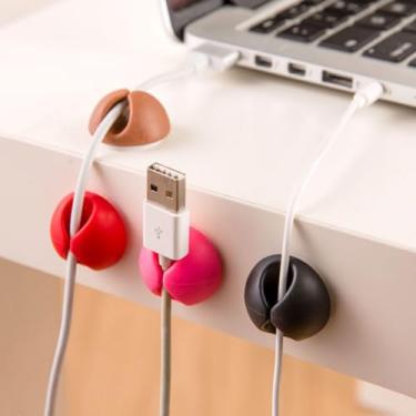 Imagem de Clipes de cabo organizador de cabos adesivos para mesa, parede, carro, gerenciamento de fios, conjunto de clipes para carregamento de fones de ouvido USB