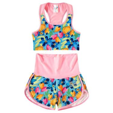 Imagem de Roupa Infantil Feminina para Esporte c/ Uv50+ Beach Tenis Tip Top Conj
