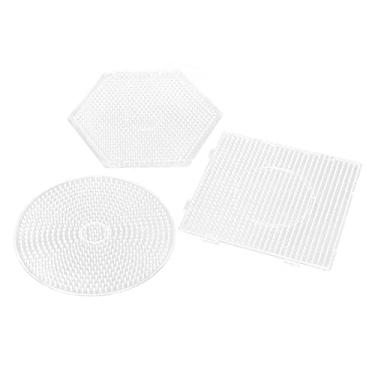 Imagem de Placas de contas de plástico Fusíveis Pegboards Conjunto de modelos de artesanato infantil Quadrado redondo Formas hexagonais 5 mm Grandes contas artesanais DIY para crianças