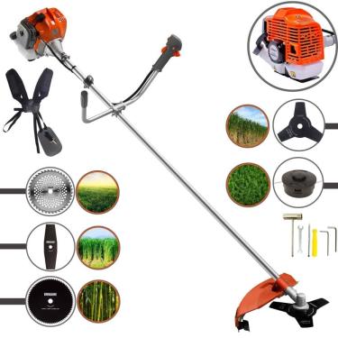 Imagem de Roçadeira Multifuncional Completa Tekna RL430ACNTK À Gasolina 43cc Para Todos os Tipos de Trabalho Com Carretel de Nylon + Kit de 4 Lâminas de Cortes