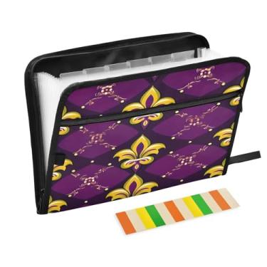 Imagem de Wassud Organizador de arquivos sanfonado com padrão floral com 13 bolsos, pastas expansíveis com abas e adesivos, organizador de pastas de documentos de recibo de papel tamanho carta A4 para viagens