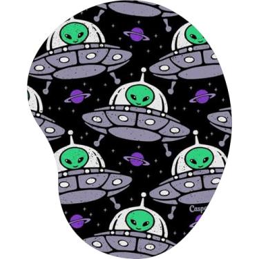Imagem de Mouse Pad Ergonômico Gota Arte Alienígena Discos Voadores