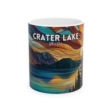 Imagem de Scacco Matto Caneca Crater Lake – Caneca de café de cerâmica com paisagem azul escuro em acrílico abstrato, 325 g ou 425 g