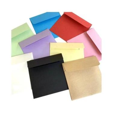 Imagem de Envelopes Pequenos Coloridos 20 Peças 10x10cm Quadrados DIY Envelope D