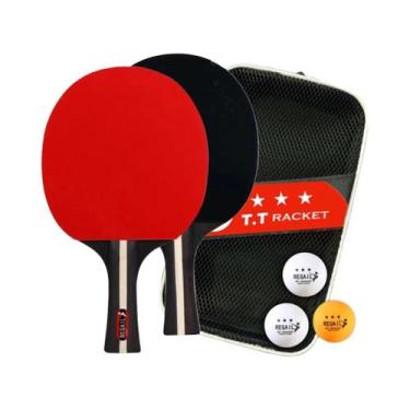 Imagem de Conjunto De Raquetes De Tênis De Mesa Para 2 Jogadores Com 3 Bolas, Ra
