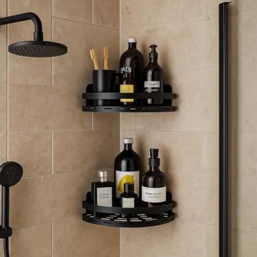 Imagem de Prateleira de Banheiro para Box – Kit 2 Nichos de Plástico Preto, Resistente à Umidade, Sem Furos, Ideal para Shampoo e Cosméticos – Storeasy