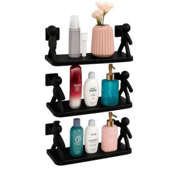 Imagem de Kit 3 Suportes Prateleiras Preto Multifuncional Casa Banheiro Quarto| Ideal para Plantas, Livros, Perfumes e Decoração(PRETO 3UN)