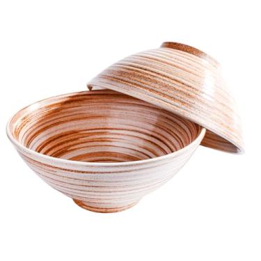 Imagem de Whitenesser Tigelas de ramen de cerâmica de 20,8 cm, tigelas de sopa estilo japonês, design floral creme/marinho, redondas, conjunto de 2, pode ir ao micro-ondas e à lava-louças