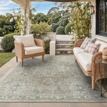 Imagem de GENIMO Tapete para área externa e interna, 1,8 m x 20 cm, impermeável, não cai, fácil de limpar, tapete boho para pátio, sala de estar, varanda, sala de jantar, trailer, deck, quarto, acampamento