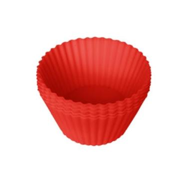 Imagem de Kit 10 Forminhas de Silicone para Cupcake Reutilizáveis Antiaderentes e Resistentes ao Calor (Vermelho)