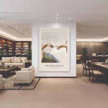 Imagem de Quadr Canvas Michelangelo Creation Adam 40X30Cm Mold Branca - Quadros 