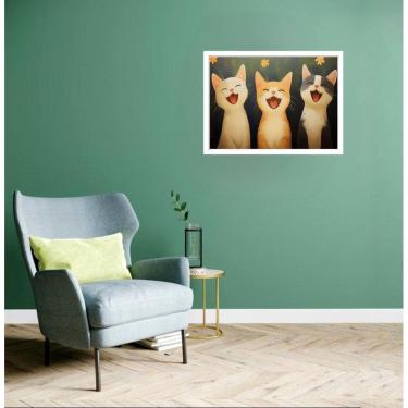 Imagem de Quadro Decorativo Gatos Sorrisos - 50X70Cm