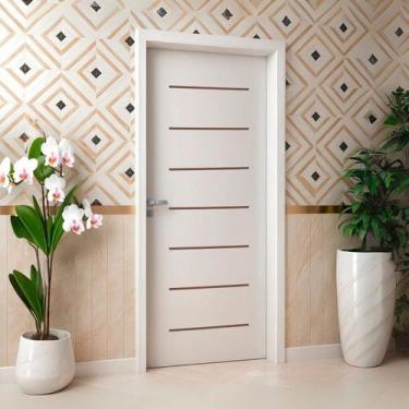 Imagem de Kit Porta de Madeira 215x86cm Batente 20cm com Guarnição Cristal Prime