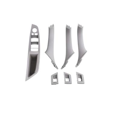 Imagem de Painel de interruptor da janela do apoio de braço da porta interior do carro dentro da porta puxar conjunto compatível com bmw série 5 f10 f11 f18 520i 523i 525i 528i 535i(Gray LHD 7PCS)