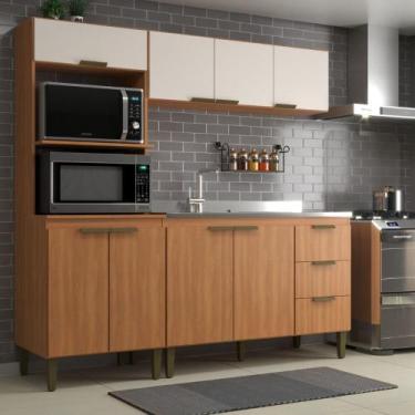 Imagem de Cozinha Modulada 3 Peças sem Pia Bia J Carvalho, Freijo/Off White