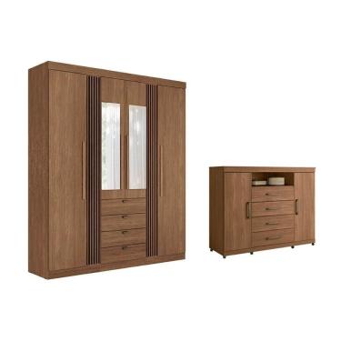 Imagem de Guarda Roupa +cômoda 2 Peças Qc277 Jatobá - Santos Andirá