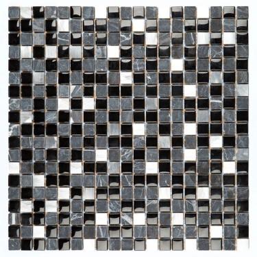 Imagem de Kit 1m² Pastilha de Vidro e Metal 31cm X 31cm Preto