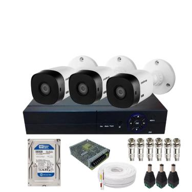 Imagem de Kit Cftv 3 Câmera Full Hd 1220b Intelbras Dvr 04ch Alta Performance Com Hd 500gb Incluso