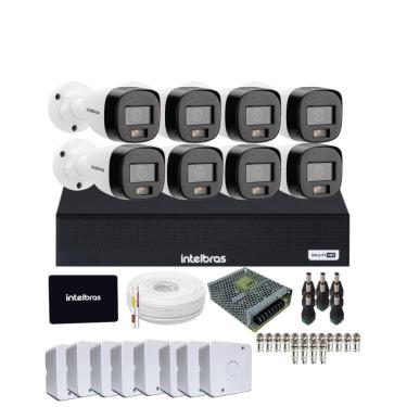 Imagem de Kit 8 Câmeras Intelbras VHD 3220 B Full Color com Áudio  DVR Mhdx 1108-c Com SSD 512gb
