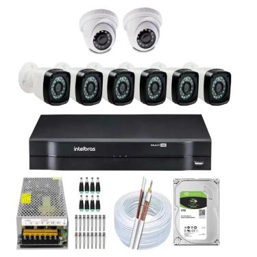 Imagem de Kit Cftv 8 Câmeras Segurança Full Hd 1080p Dvr Intelbras 3TB