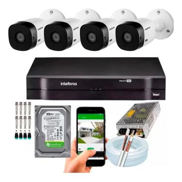 Imagem de Kit 4 Câmeras Intelbras 1120b Dvr 4 Canais Lançamento - Com Hd
