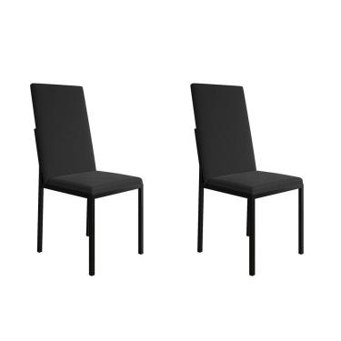 Imagem de Kit 2 Cadeiras De Jantar Estofadas Mônaco Premium Preta - Cor: Preto
