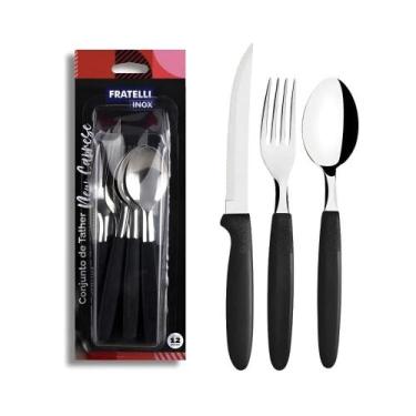 Imagem de Conjunto Talheres 12 Peças De Inox /Preta - FRATELLI