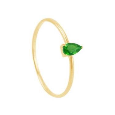 Imagem de Anel em Ouro 18k Zircônia Gota Esmeralda - AU10104 - BRUNA TESSARO JOI