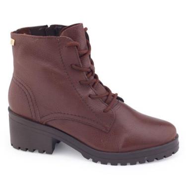 Imagem de Bota Couro Natural Bottero Tratorada Feminina 349101 Coturno, Marrom, 