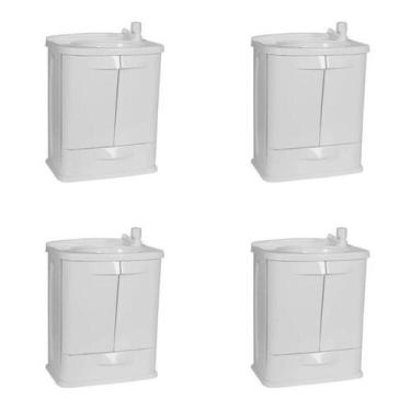 Imagem de Kit com 4 Gabinetes para Banheiro em Plástico com Lavatório Fit sem To