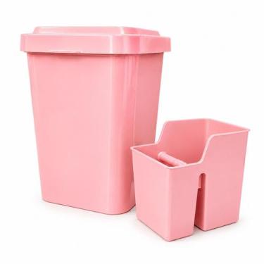 Imagem de Kit Pia 2 Peças Lixeira 4L e Porta Utensílios Cozinha Easyplast Colors