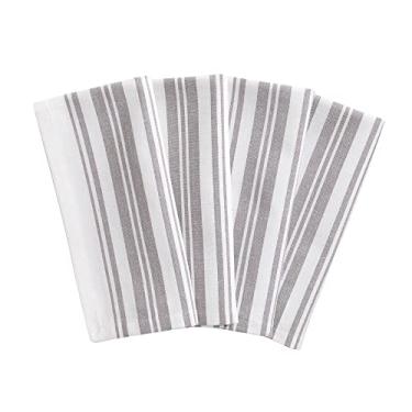 Imagem de Elrene Home Fashions Guardanapos listrados Farmhouse Living Homestead, conjunto de 4, 50,8 x 50,8 cm, cinza/branco 4