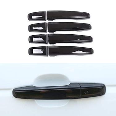 Imagem de 8 peças ABS cromado exterior brilhante preto capa de maçaneta de porta guarnições de substituição para Land Rover LR2 Freelander 2 2006-2016