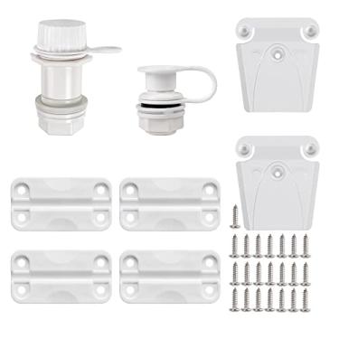 Imagem de Kit de peças de reposição para refrigerador de peito de gelo, dobradiças de plástico, conjunto de travas e parafusos de plástico, plugue de drenagem de pressão tripla, conjunto de plugue de drenagem rosqueado