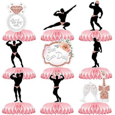 Imagem de Conjunto com 9 peças de decoração de mesa em formato de colmeia para despedida de solteira em ouro rosa
