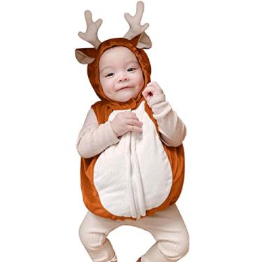 Imagem de Camisetas de manga comprida para meninos e meninas com estampa de cervo para Natal, Café, 3-4 Anos