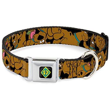 Imagem de Buckle-Down Coleira para cães com fivela de cinto de segurança – Scooby Doo Stacked CLOSE-UP Preta – 2,54 cm de largura – Serve para pescoço de 28 a 43 cm – Médio