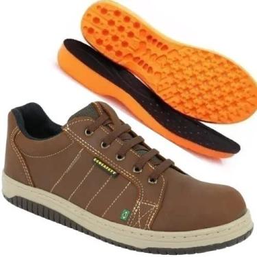 Imagem de SAPATO DE SEGURANÇA ECOSAFETY UB360-AP BICO DE PVC COURO LATEGO FERRUGEM C.A 39809 + PALMILHA ANATÔMICA Tamanho:37