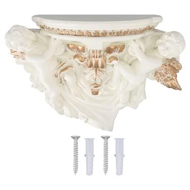 Imagem de Decoração de arte de parede de anjo de resina europeia Prateleira de parede em forma de anjo Prateleira para pendurar na parede Rack de decoração para quarto de casa Jardim (2#)