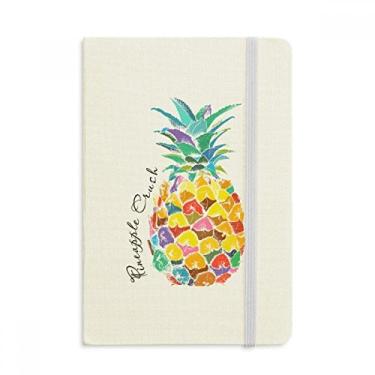Imagem de Caderno em aquarela com abacaxi tropical, capa dura em tecido oficial