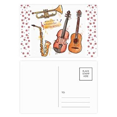 Imagem de Instrumentos musicais de guitarra com estampa de aquarela, Natal, Natal, celebração, cartão postal Blessing