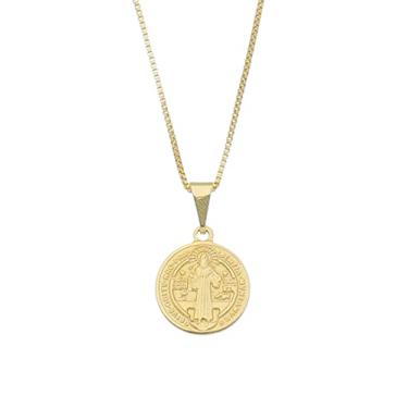 Imagem de Colar Com Medalha De São Bento Banhado Ouro 18k